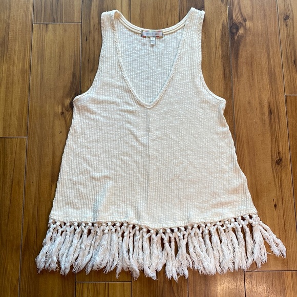 ⭐️Anthropology Eri + Ali Ribbed Fringe Tank Top - Picture 3 of 10